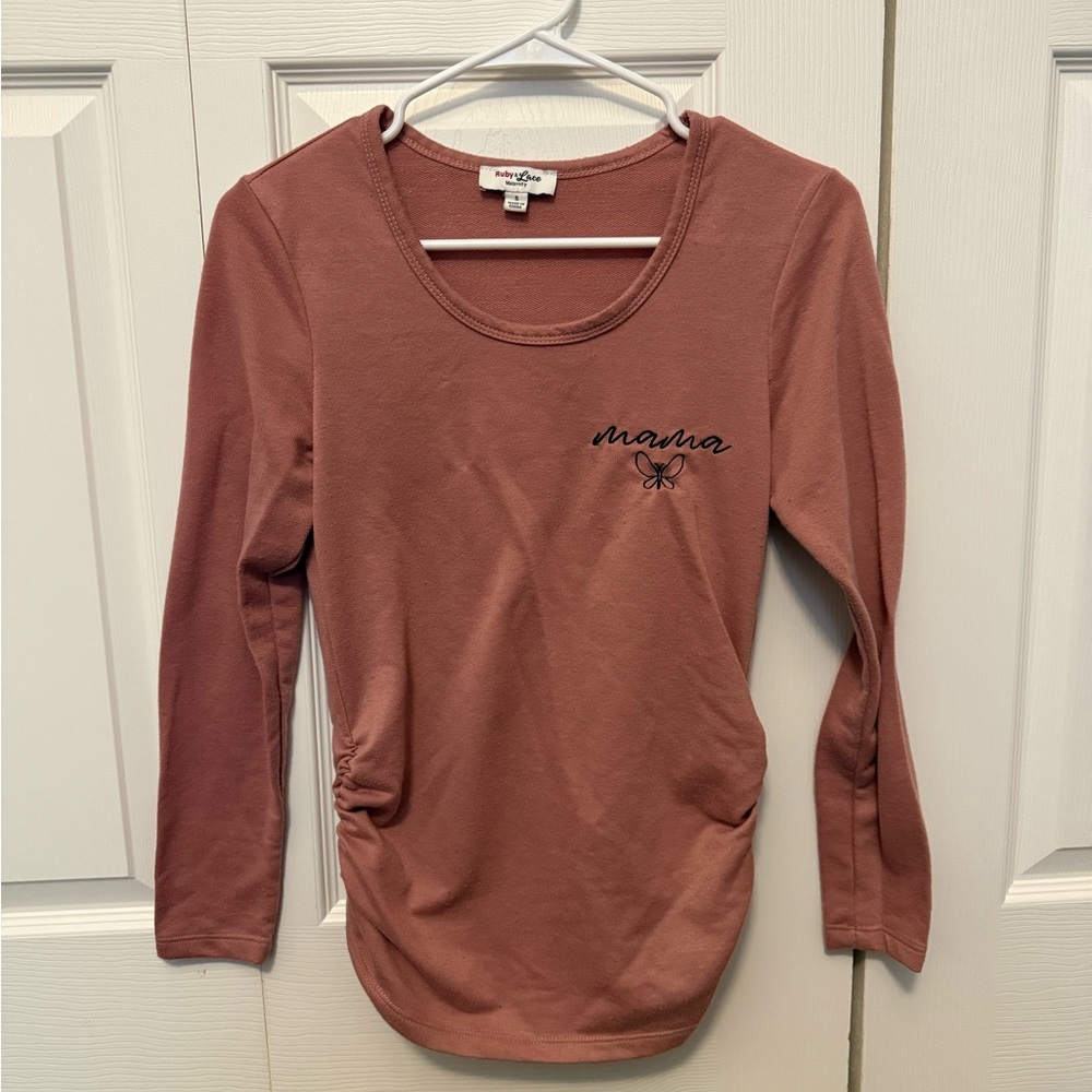 Mama Long Sleeve Maternity Top - Pink
